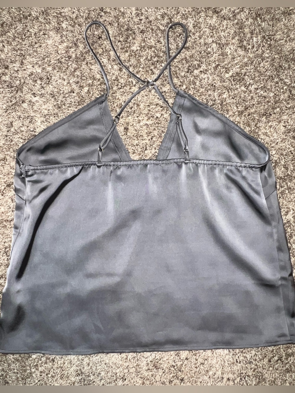 12th Tribe Silver Gray Satin Camisole Tank Top NWT Small - Picture 3 of 3
